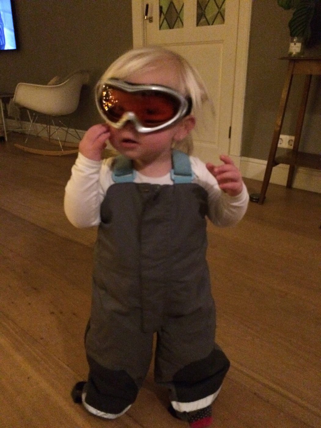 Kids trying on their skiing gear